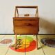 Worker - wooden sewing box with vintage compass feet