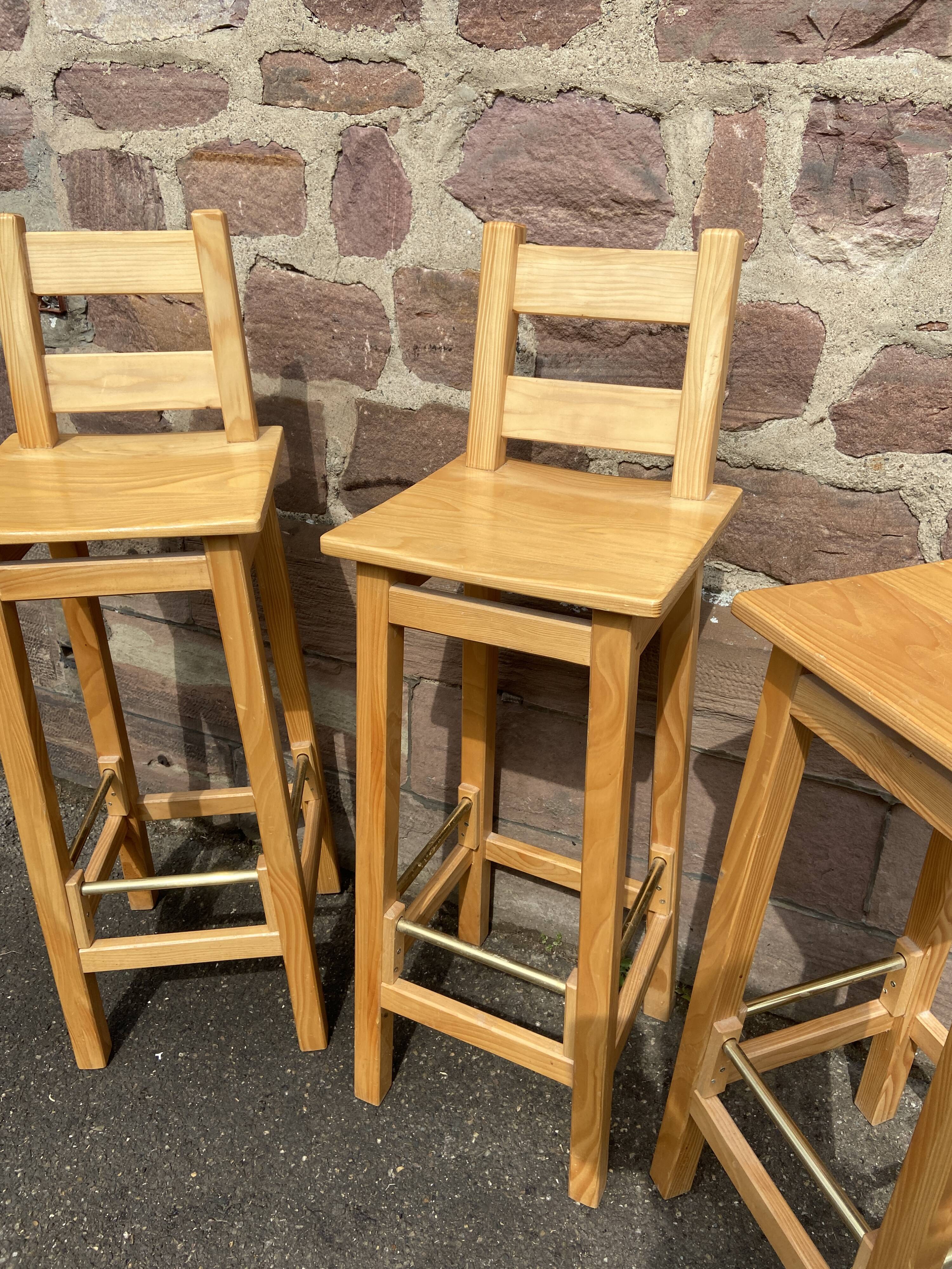 3 scandinavian design bar stools vintage pine