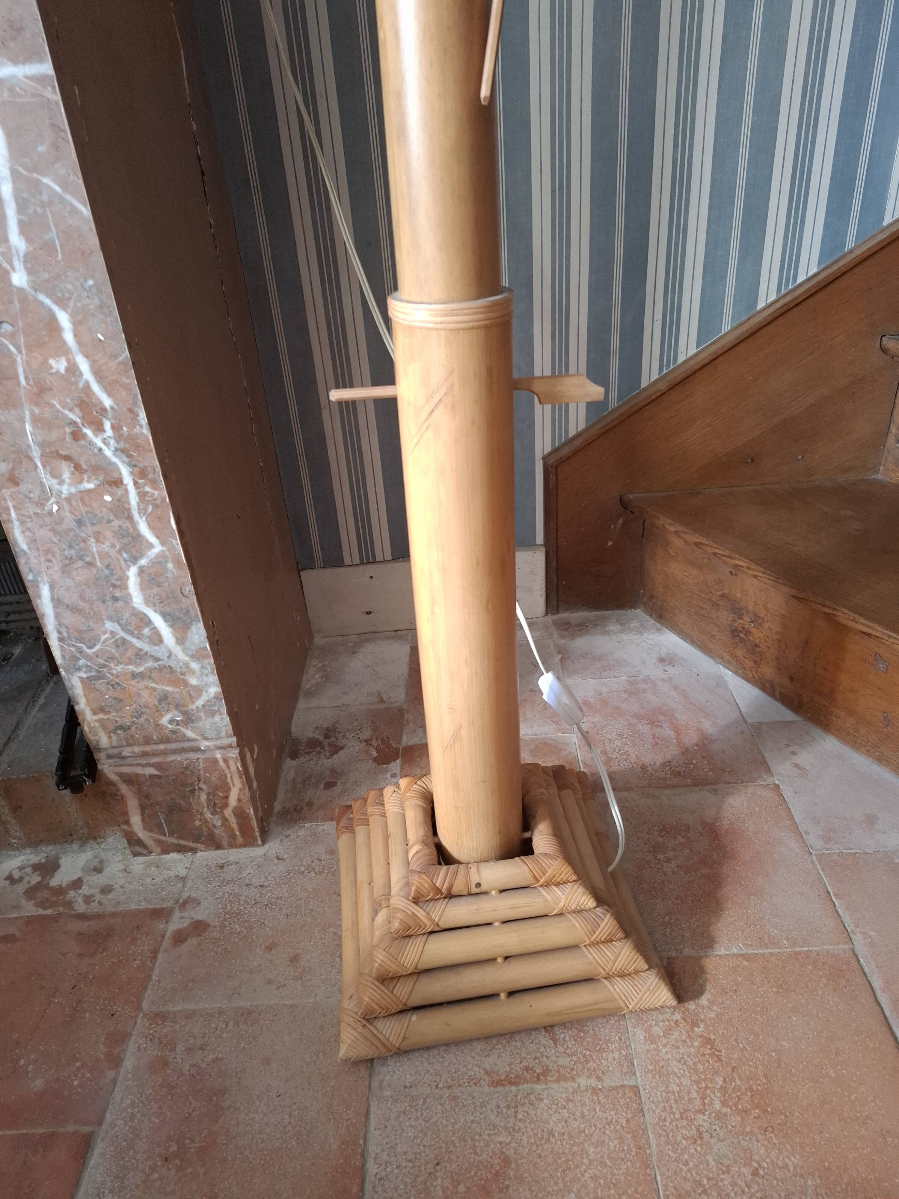 Vintage 70's adjustable bamboo floor lamp