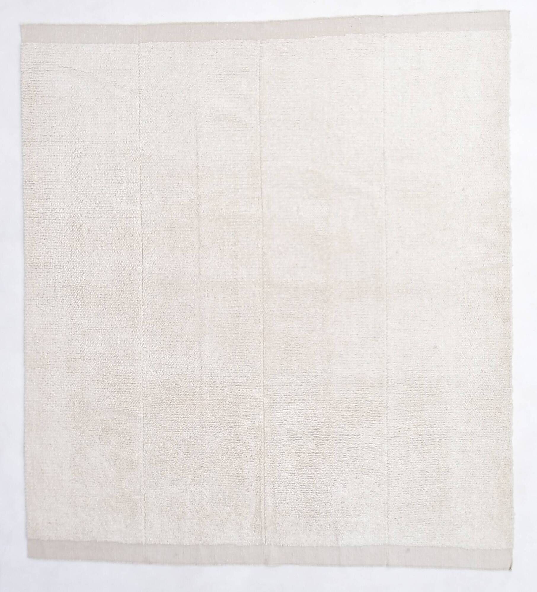 9x10 Handmade Wool White Moroccan Rug, 266x296Cm