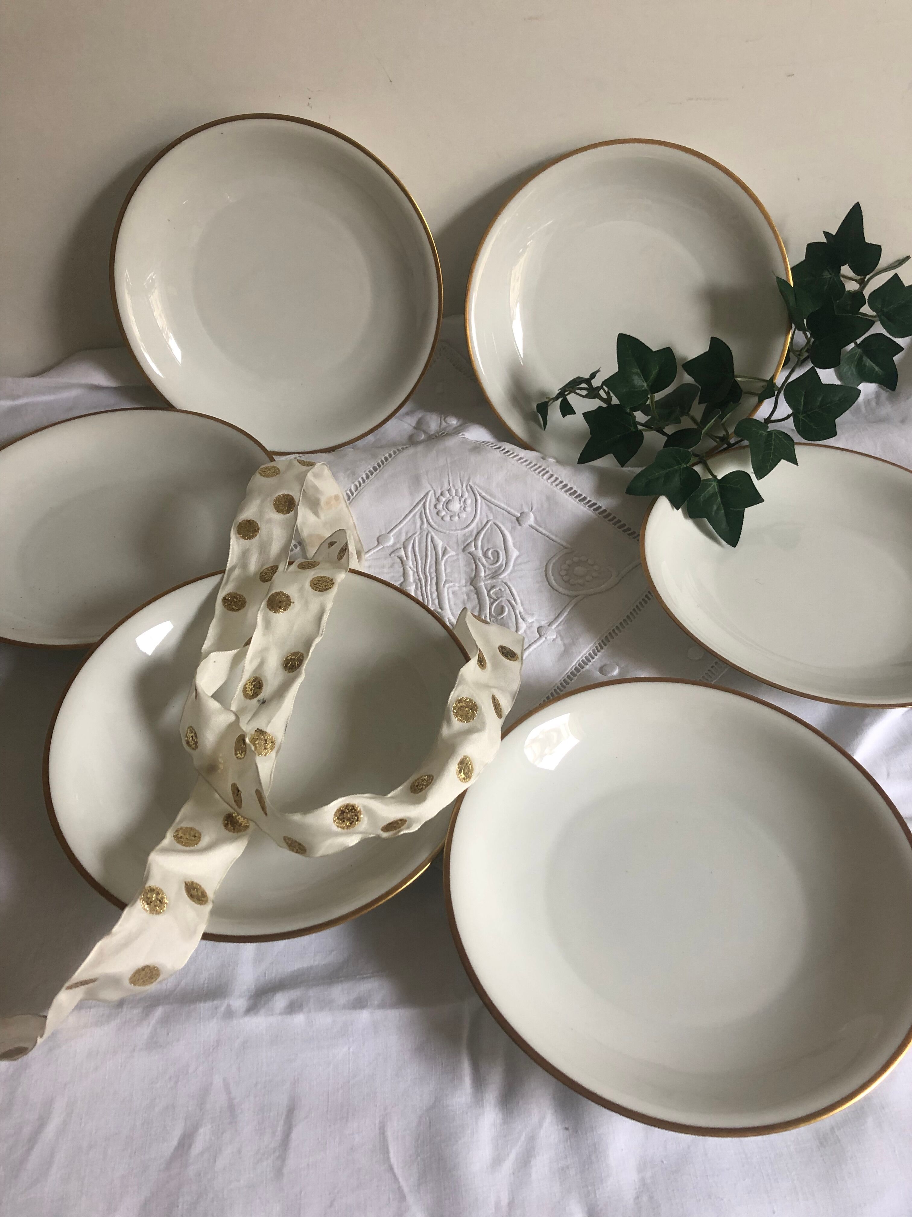 6 hollow plates - Limoges Chastagner porcelain