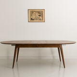 Custom-made solid walnut dining table with 4 extensions, for 6 to 16 people