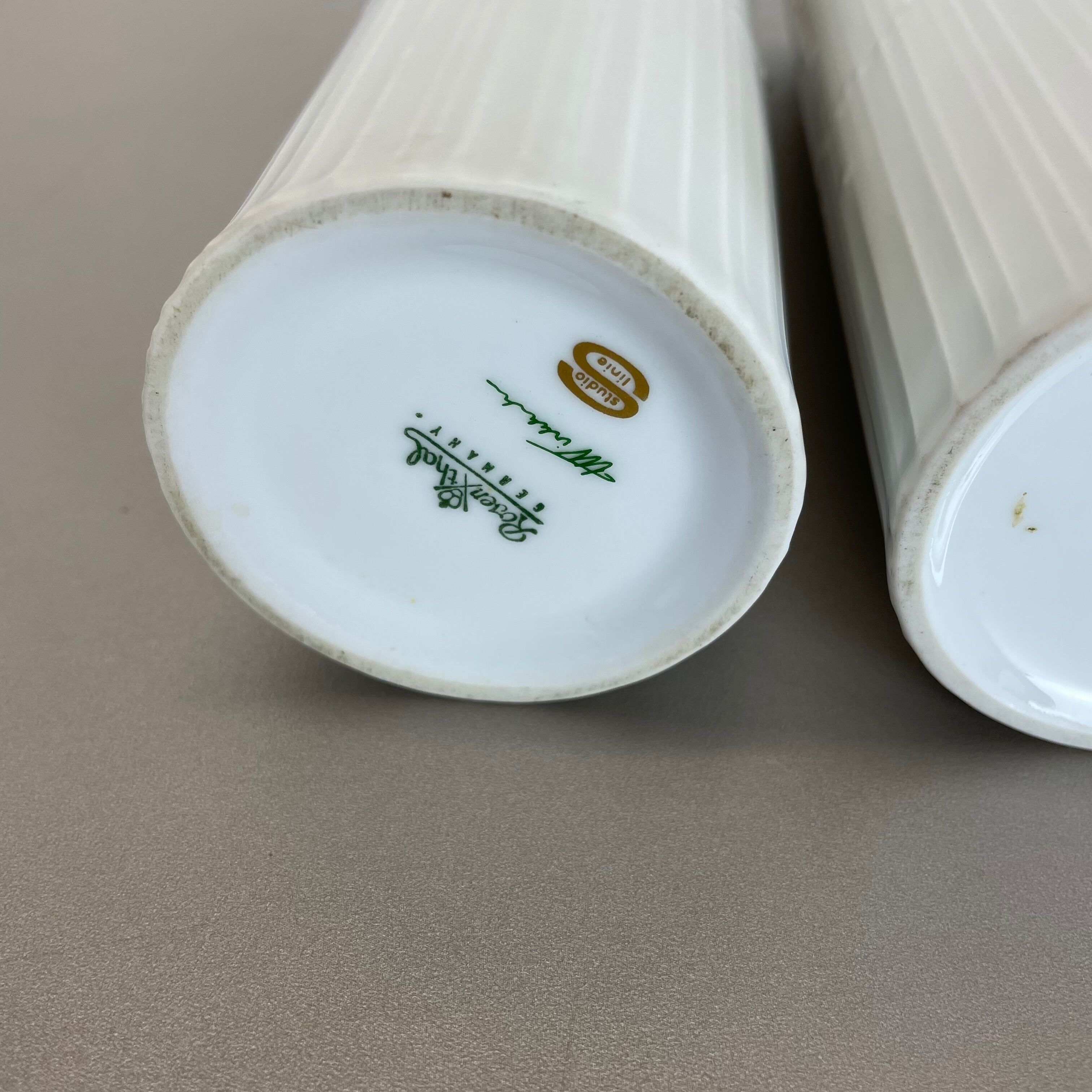 Set of 2 Abstract Op Art Vase Tapio Wirkkala Rosenthal Studio Line Germany 1980s