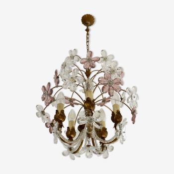 Chandelier with Amethyst Glass Flowers