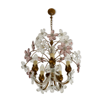 Lustre avec fleurs de verre améthyste