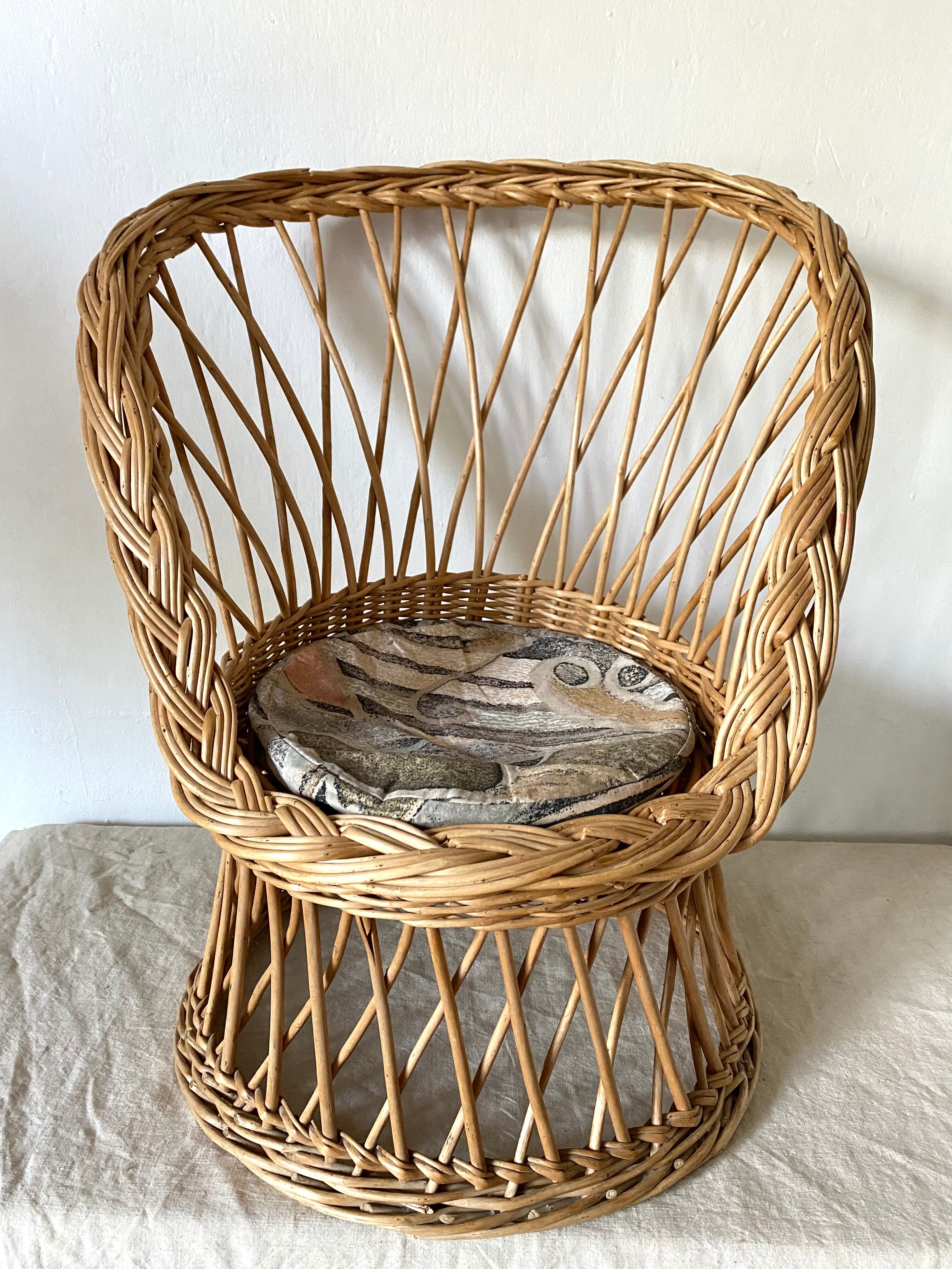 Vintage rattan armchair for children