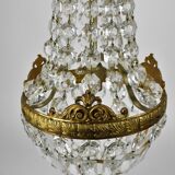 Chandelier vintage brass and glass grapevine