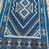 Tapis mergoum bleu fait main traditionnel 50x100