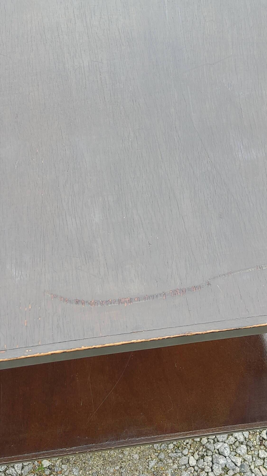 Vintage double wooden side table with copper base from the 50s
