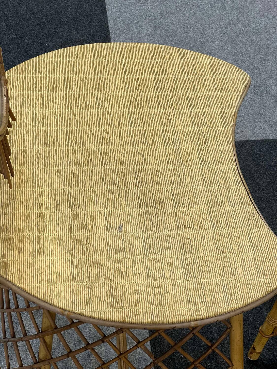 Rattan dressing table with sun mirror and its stool.