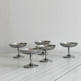 6 metal dessert bowls on foot