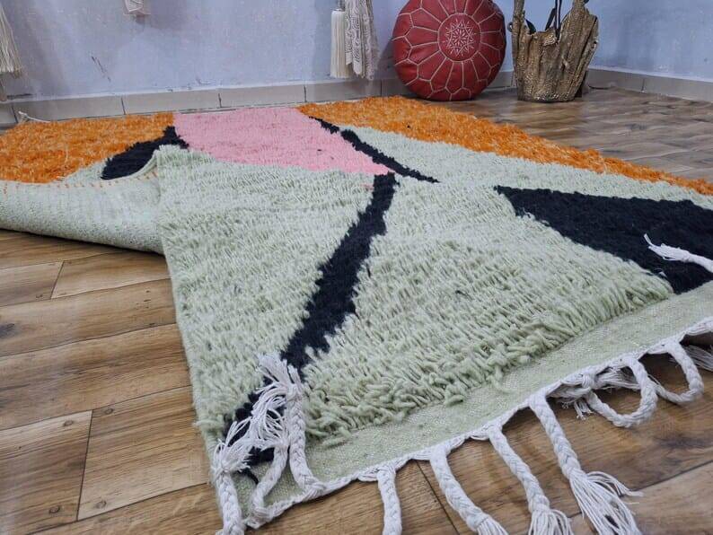 Tapis en laine pure artisanale traditionnelle taille 100 x 200 cm