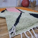 Tapis en laine pure artisanale traditionnelle taille 100 x 200 cm