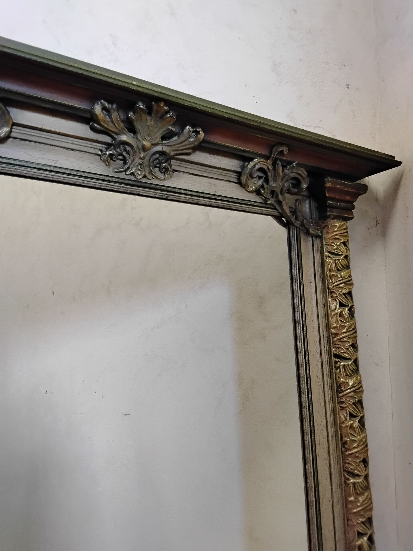 Large antique wooden mirror