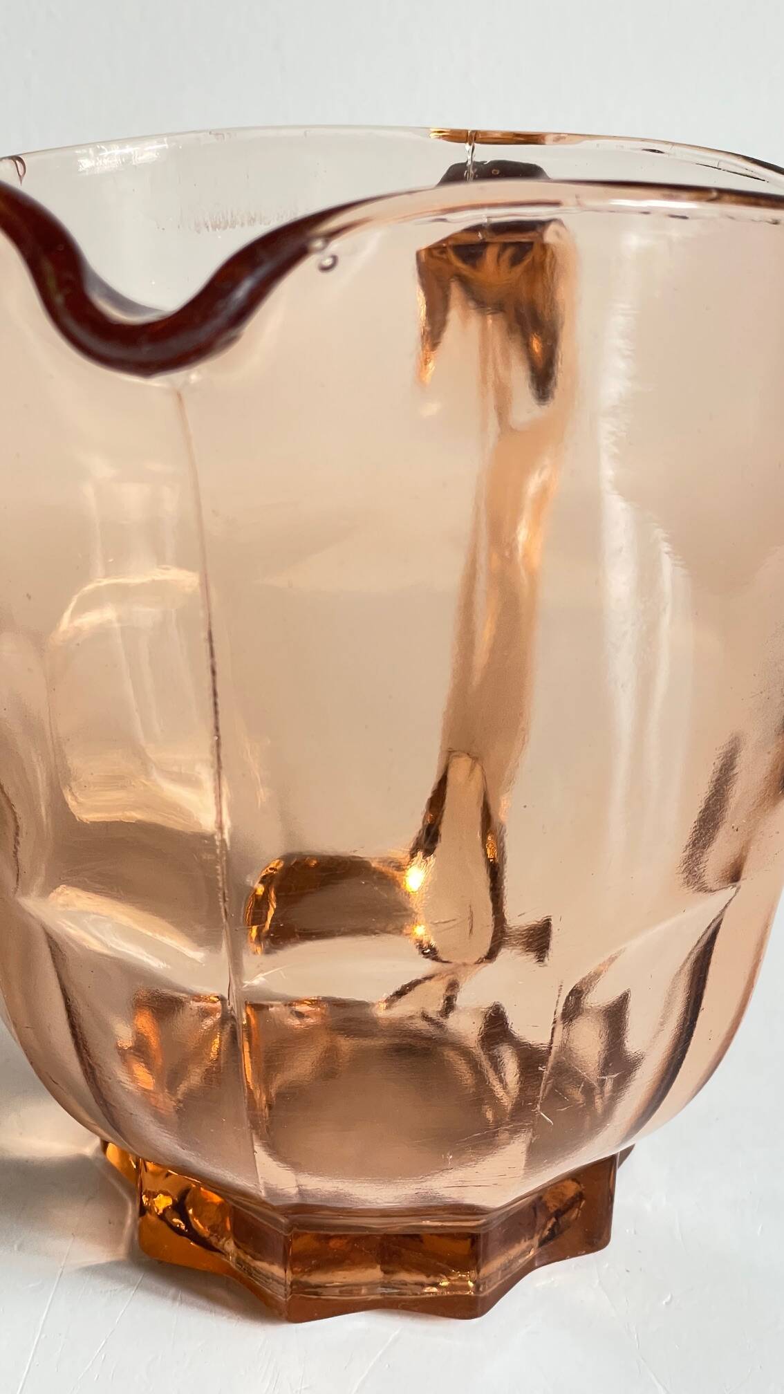 Vintage amber-pink glass pitcher 1 liter