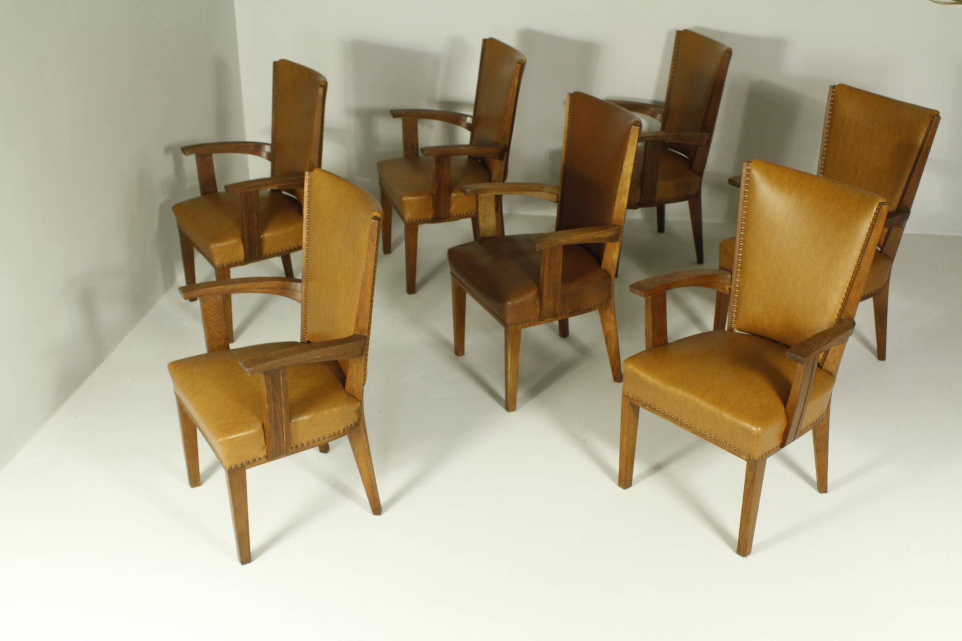 Armchairs by H. Wouda for H. Pander & Zn., 1920s, Set of 7