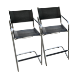 Mid-century tubular bar stools, set of 2