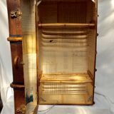 Old-time wooden travel trunk in brown