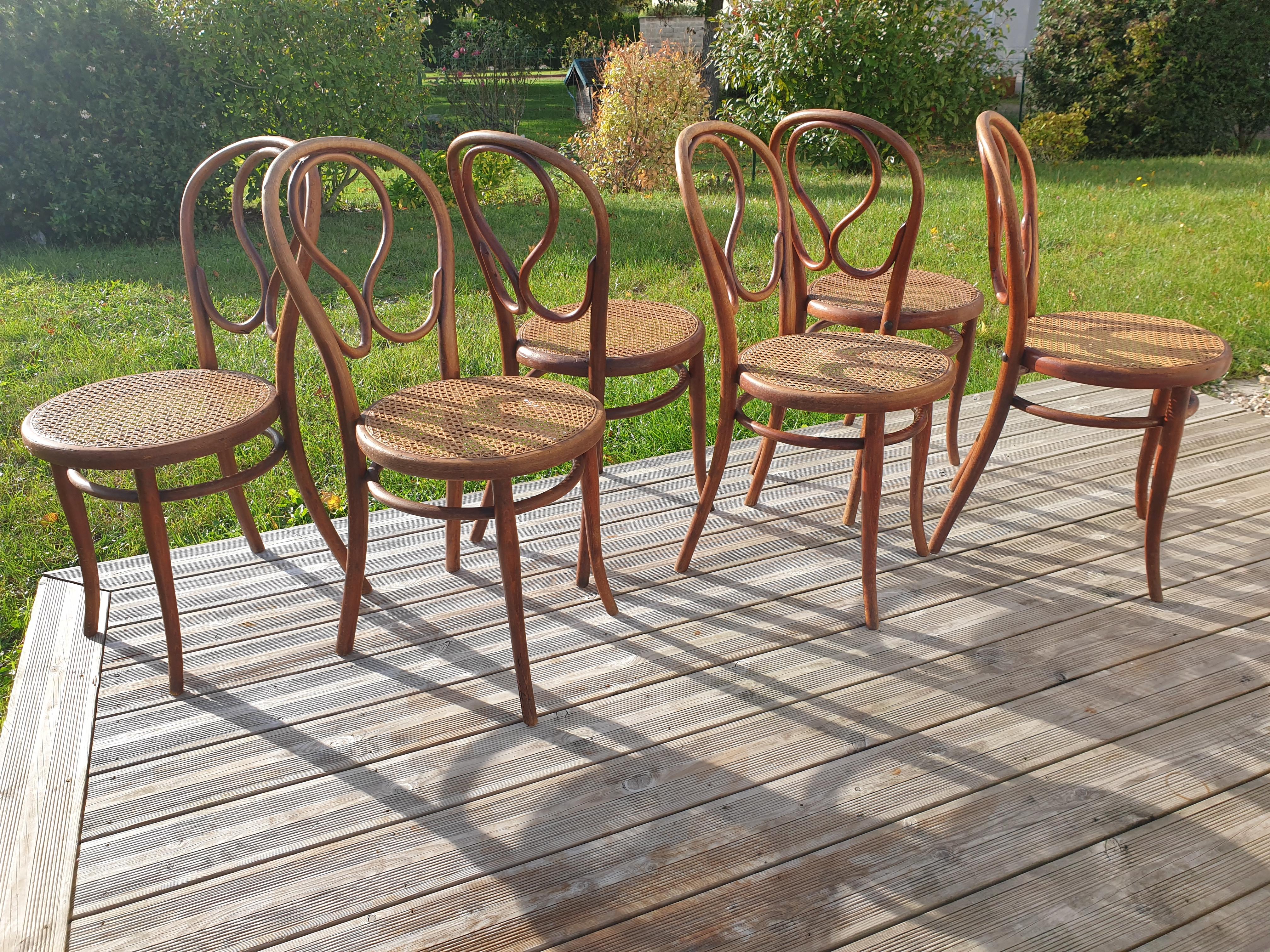Série de 6 chaises Thonet N°20 Omega