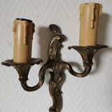 Pair of wall lights, classic style, LouisXV, gold metal, bronze or brass, candle holder effect