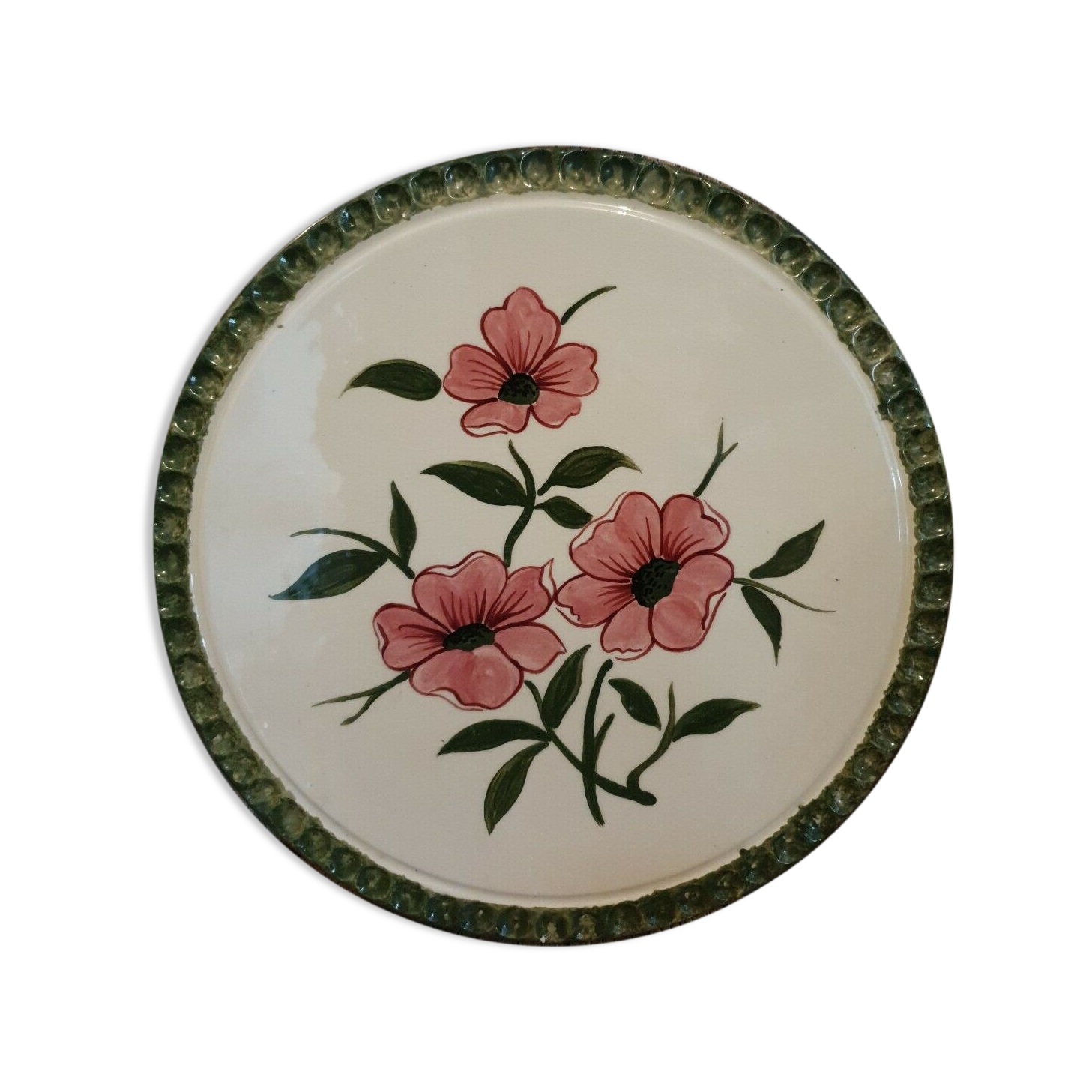 Terracotta dish with floral decoration