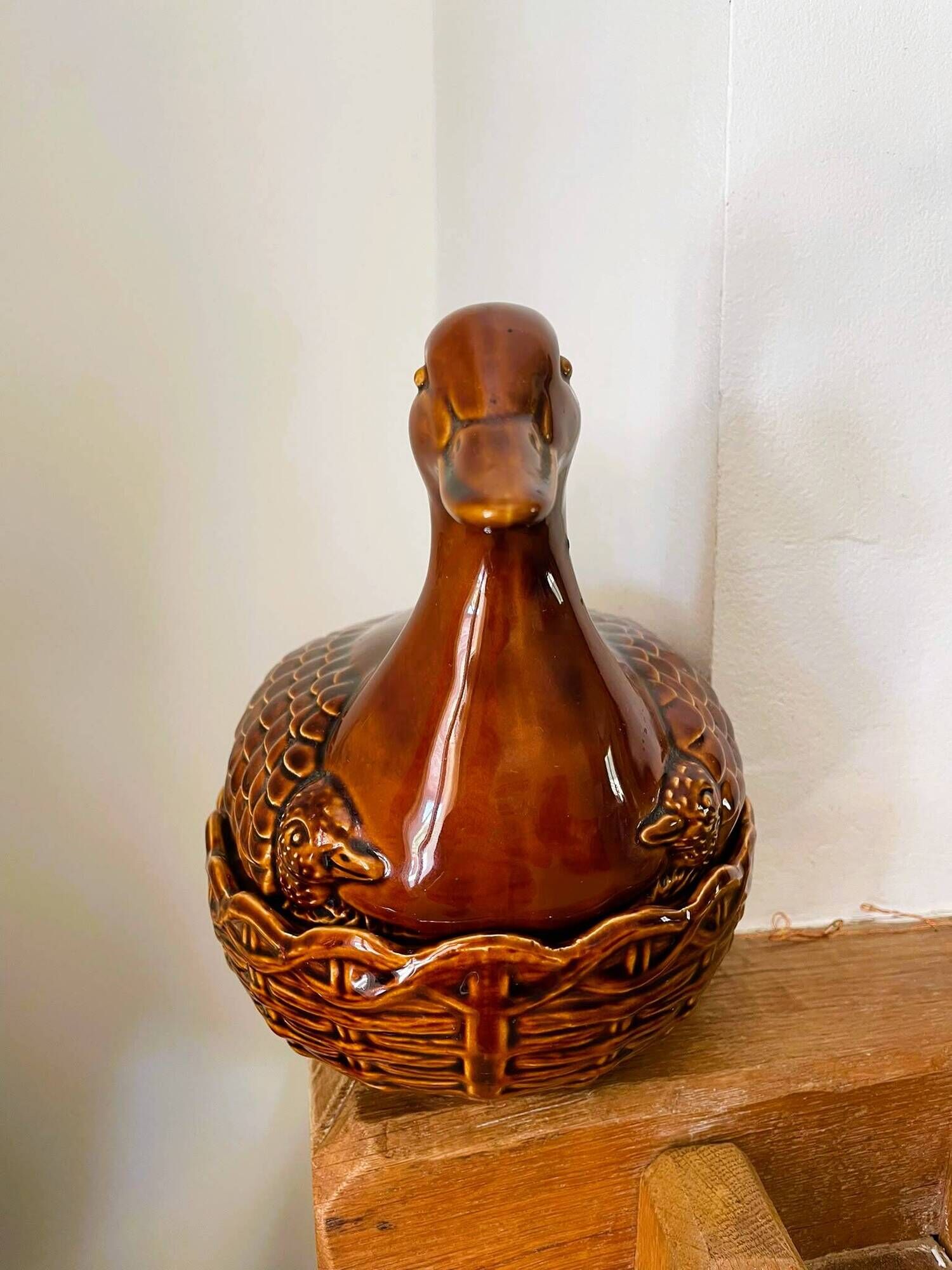 Plat barbotine canard vintage
