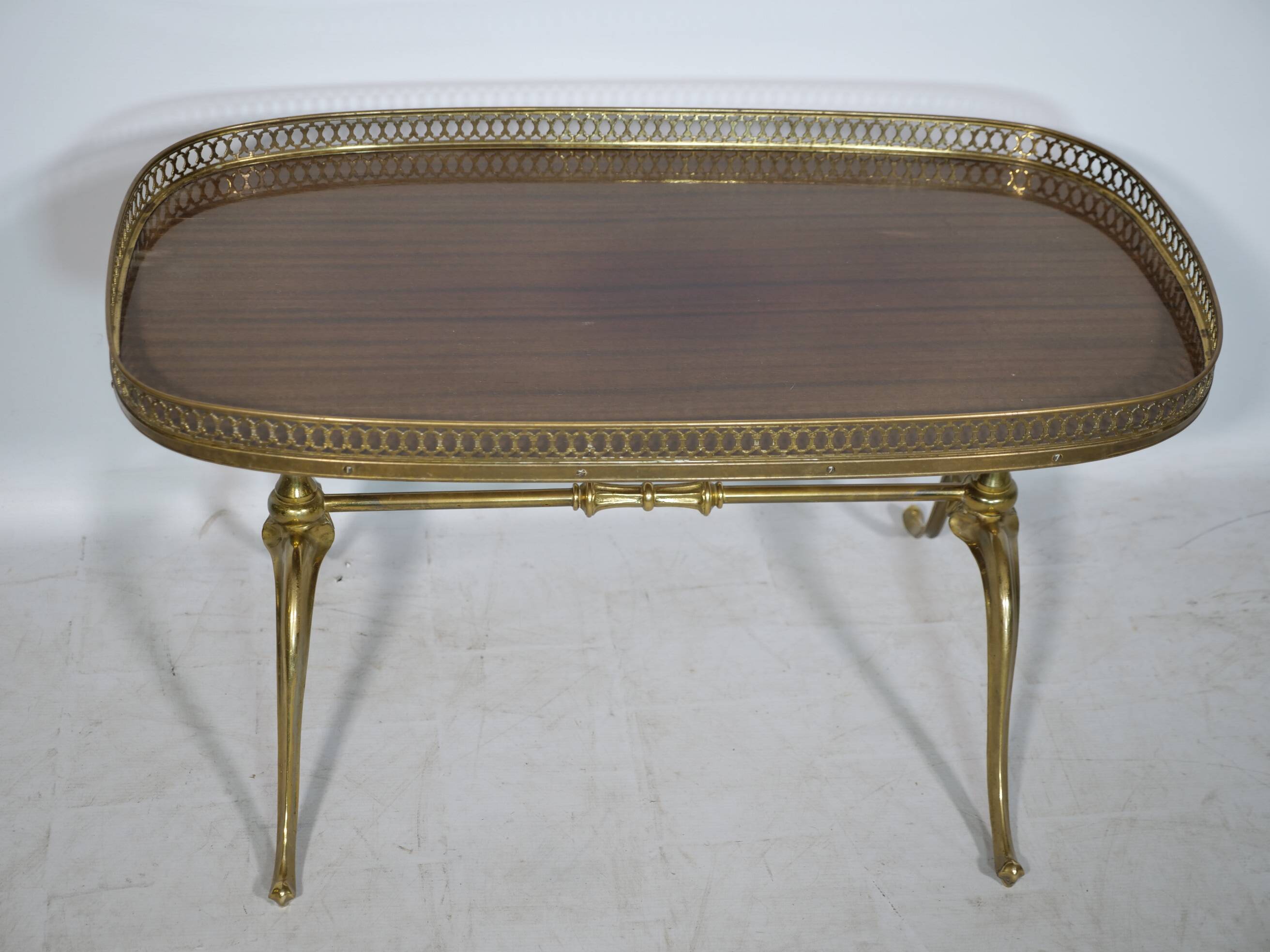 Regency Brass and Teak Bar Side Table with Removable Tray, 1960s