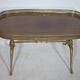 Regency Brass and Teak Bar Side Table with Removable Tray, 1960s