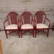 3 fauteuils chaises en rotin et osier assise en tissu vintage 1970 1980