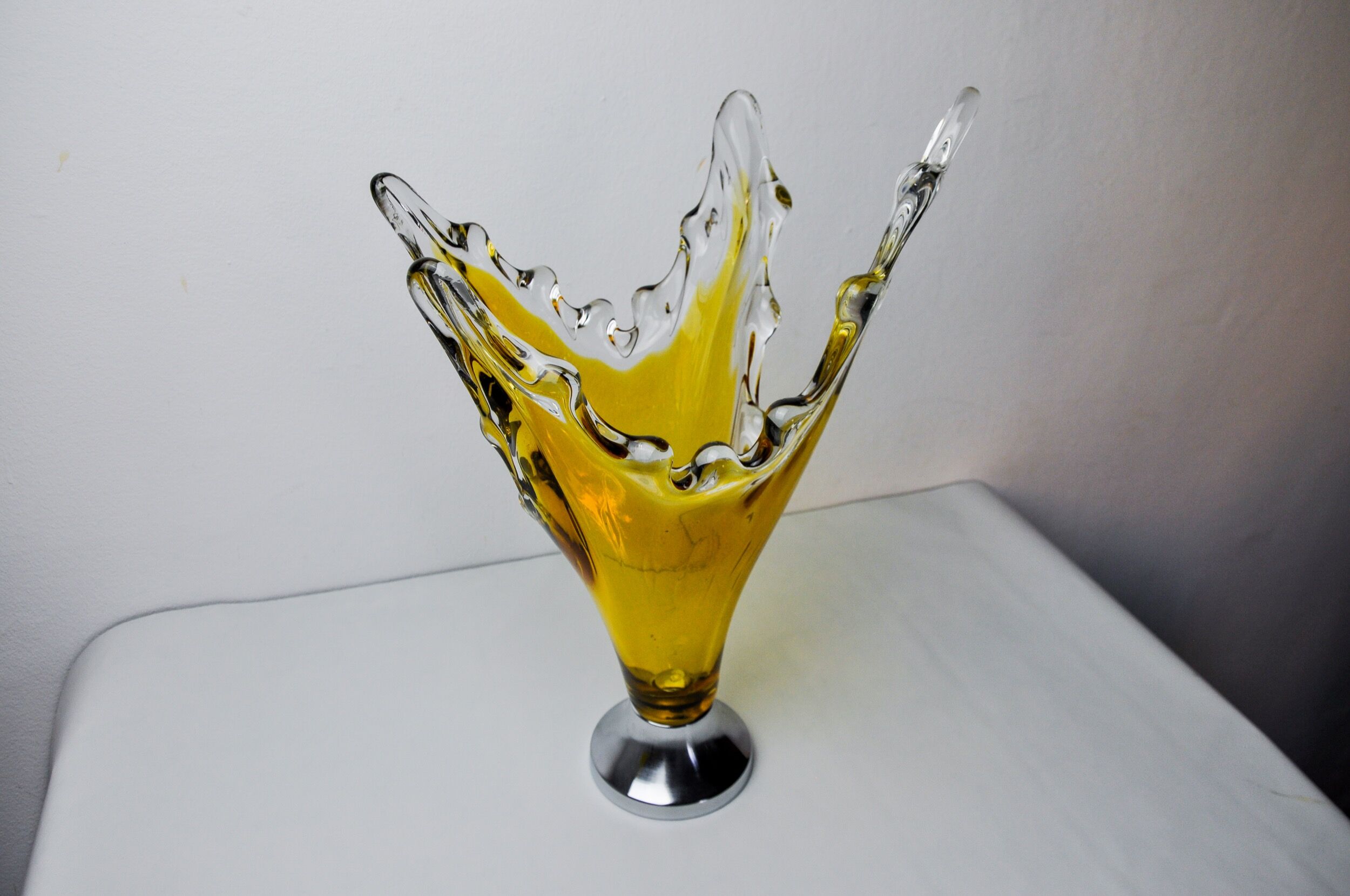 Sommerso vase by seguso in yellow murano glass, Italy, 1970
