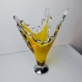 Vase sommerso par seguso en verre de murano jaune, italie, 1970