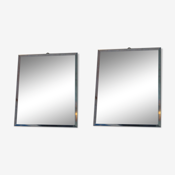 Paire de miroirs en chrome 1970 - 30x24cm