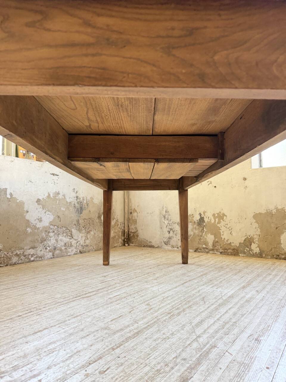 Pine and oak + walnut farmhouse table 1950