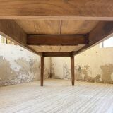 Pine and oak + walnut farmhouse table 1950