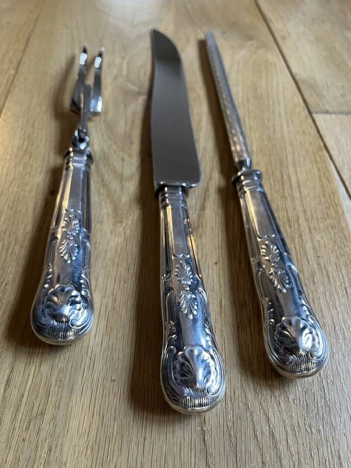 3-piece cutting service – Silver-plated – Louis XV style handles