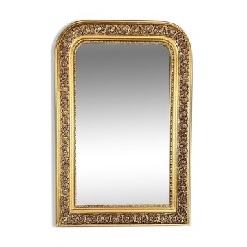 Gilded Mirror in Carved Wood, Louis-Philippe Style, 19th Century