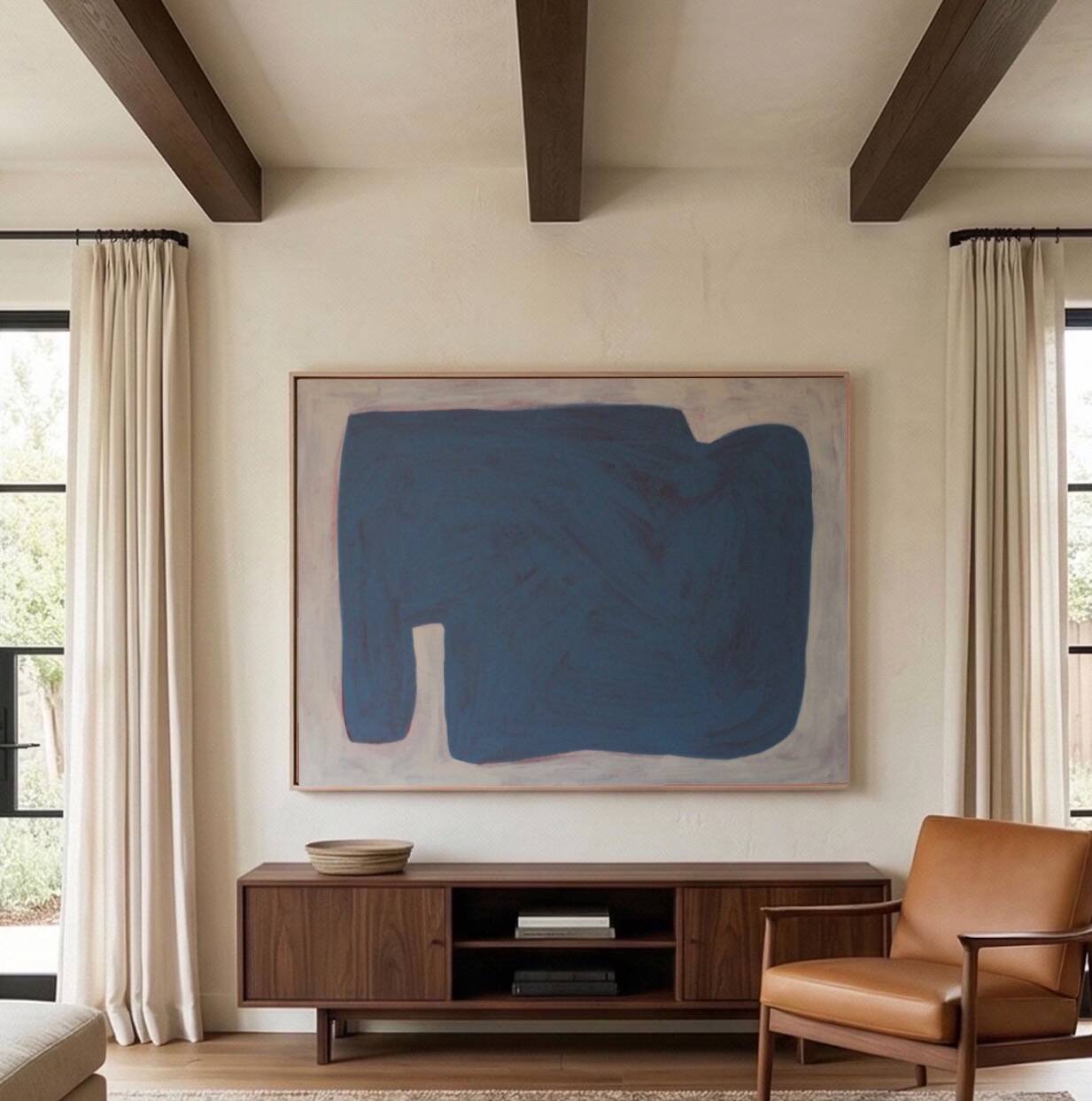 Organic blue-grey canvas 100x80cm