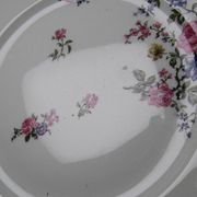 4 flat plates by Bernardaud, Limoges porcelain, floral decoration from the 1920s to 1950s.