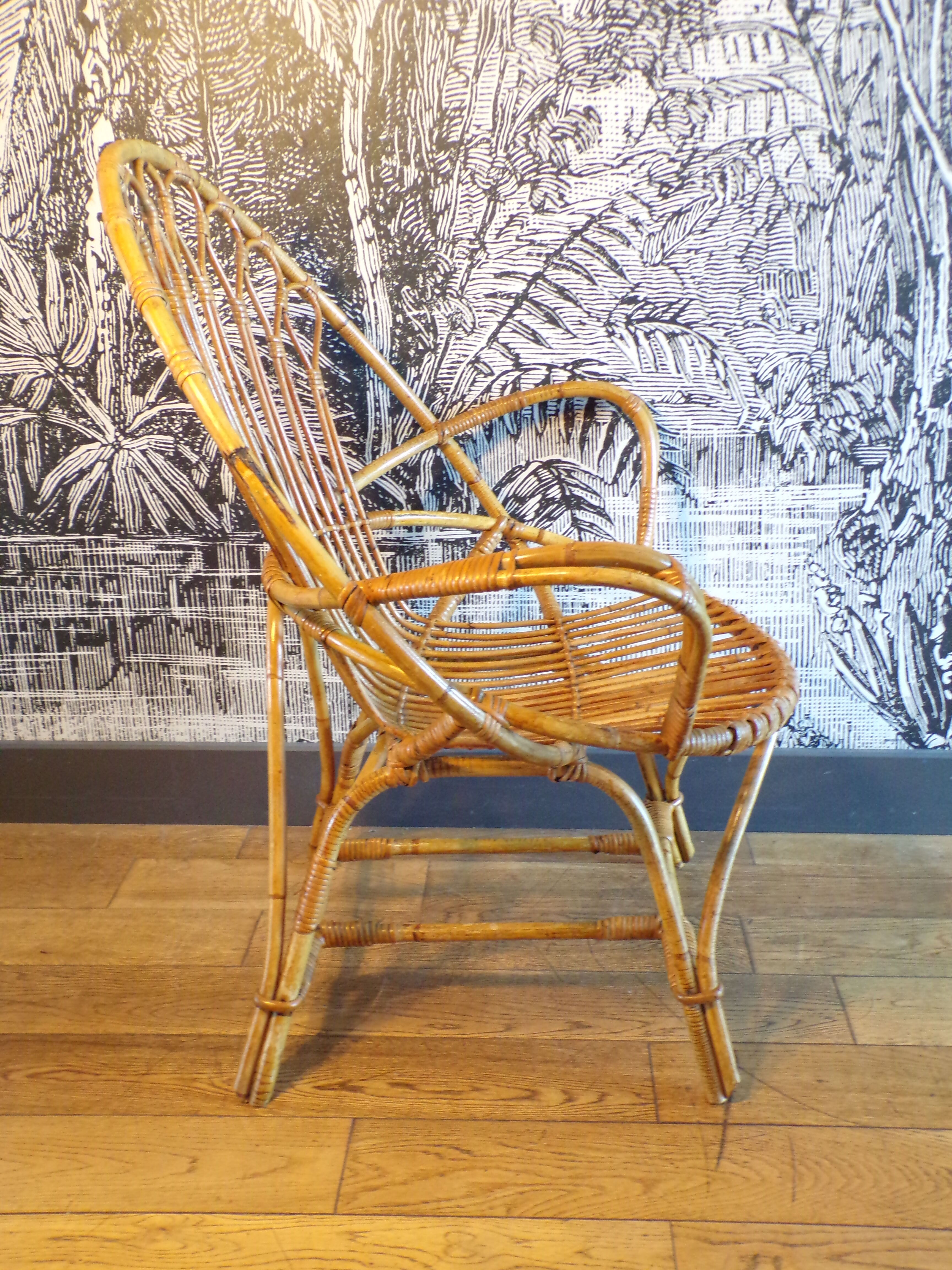 Rattan or wicker egg armchair
