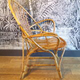 Rattan or wicker egg armchair