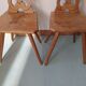 Pair of savoyard mountain chairs carved wooden chalet
