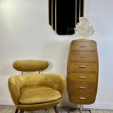 Mustard yellow velvet armchair from the 2010s.