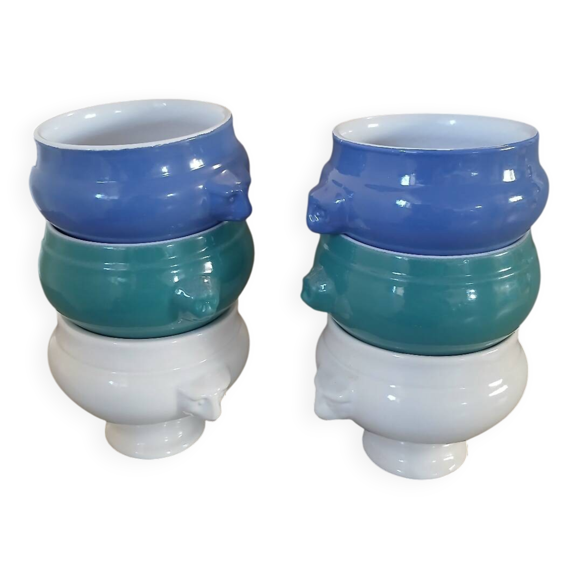 6 antique soup bowls