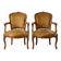 Pair of Louis XV armchairs in golden velvet
