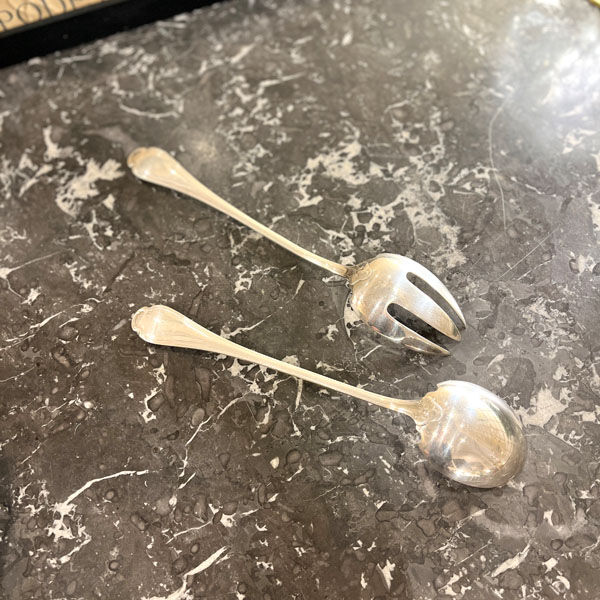 Salad cutlery, Alfénide, Christofle, Pompadour model