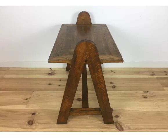 Mid-century solid wood compass side table