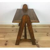 Mid-century solid wood compass side table