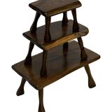 Mid-Century Organic Wooden Side Tables, circa 1960's wabi sabi brutalist