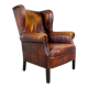 Vintage sheep leather wingback armchair Goor