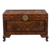 Carved wooden chest